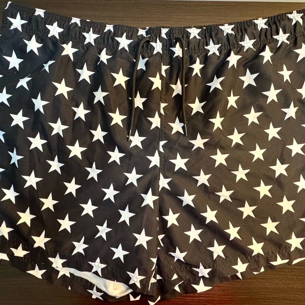 Black Star Patterned swim trunks - men’s 2XL.